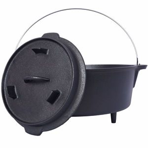Pre-Seasoned Cast Iron Dutch Oven Skillet with Lid Outdoor Camping Deep Pot for Fireplace Cooking BBQ Baking Campfire Cookware - Product Image 3