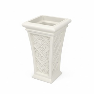 Urne de jardin en résine de style antique classique avec base carrée pour fleurs ou plantes vertes d'extérieur, urnes de jardin faites à la main - Product Image 3