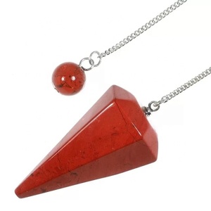 Pendentif de radiesthésie en jaspe rouge naturel, pointe de cristal, pierre précieuse de guérison, outil de divination Reiki pour chakras, vente en gros - Product Image 4