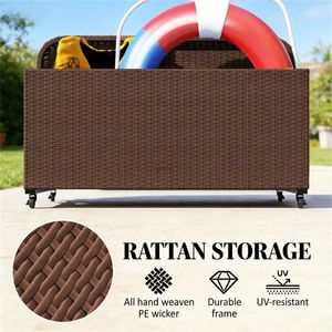 Cesto portaoggetti marrone per piscina, carrello portaoggetti pratico - Product Image 4