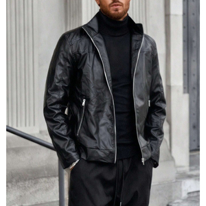 Wholesale Custom Unisex <b>Winter</b> <b>Leather</b> <b>Jacket</b> Breathable Fleece Waterproof Front Hood OEM Cheap Price - Product Image 1