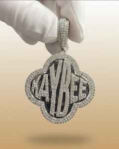 Colgante Personalizado con Iniciales, Totalmente Cubierto de Diamantes, Plata 925, Moissanita VVS, Letra Hip Hop, Chapado en Oro, para Hombre y Mujer - Product Image 1