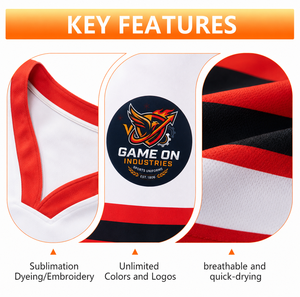 เสื้อฮอกกี้น้ำแข็งผู้ชาย ยี่ห้อ Game On Industries คอวี พิมพ์ลายแบบ Sublimated ผลิตจากโพลีเอสเตอร์ 100% ระบายเหงื่อได้ดี แขนยาว ทรงปกติสำหรับผู้ใหญ่ - Product Image 3