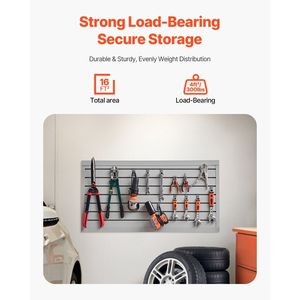 Panel de Pared de PVC Gris Ajustable y Fácil de Instalar, 2 x 4 pies, Diseño Modular, Solución de Almacenamiento Duradera para Garaje - Product Image 2