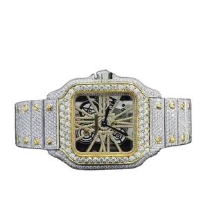 Top Vente Diamant Montre Bijoux Hip Hop Glacé Automatique Squelette Montres Or De Luxe Hommes Mécanique VVS Moissanite Montre - Product Image 4