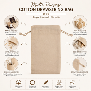 Premium Cotton Drawstring <b>Bag</b> | Reusable Muslin Pouch Eco Friendly Gift Packaging Storage <b>Bag</b> Wholesale Custom Favor Storage <b>Bag</b> - Product Image 6