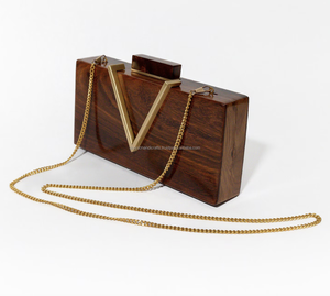 Pochettes en bois vintage de créateur doublure en acrylique sac de fête à fermeture éclair ouverte à la mode pour les mariages soirées sacs de soirée pochette - Product Image 1