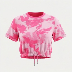 Fashion Top Plus Size Ladies Sexy Crop Women's <b>Tie</b> Dye T-Shirt Printing Stylish Boutique Fitness Activewear Apparel Gym - Product Image 1