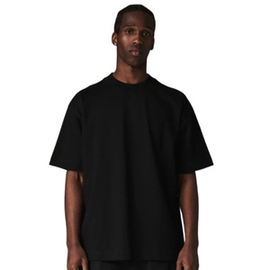 Camiseta Básica Negra de Algodón de Manga Corta y Cuello Redondo para Hombre, Ajuste Holgado, Estilo Urbano, Venta al por Mayor - Product Image 5
