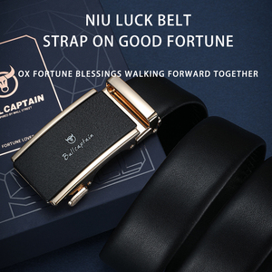 Ceinture homme BULLCAPTAIN, cuir de vachette véritable, boucle automatique, design décontracté, sangle en cuir de vachette pour homme. - Product Image 3