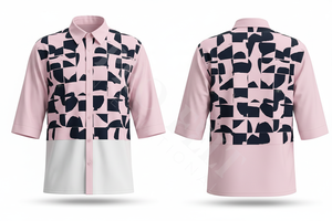 Chemise personnalisée à motif damier imprimé, manches courtes, boutonnée, tendance, confortable et élégante, coupe longue - Product Image 6