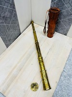 Telescopio de Latón Macizo East India Company 1818 para Bodas Religiosas de 32 Pulgadas con Estuche de Cuero