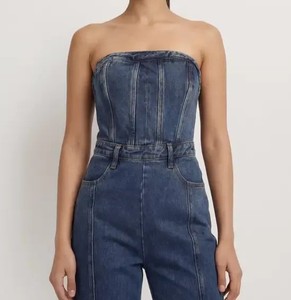 Ladies Cotton Denim Jumpsuit Comfortable Jean One Piece Everyday Casual Outfit Wholesale Supplier Jumpsuit <b>Playsuit</b> Overalls - Product Image 3