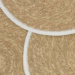 Wholesale Eco Friendly Braided Handwoven Wicker Seagrass Round Placemat White Edge Dining <b>Table</b> <b>Mat</b> Bulk Restaurant Decor - Product Image 2