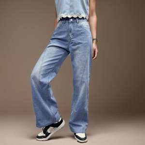 Vintage Mid Waist <b>Jeans</b> <b>for</b> <b>Women</b> Wide Leg <b>Baggy</b> Straight Leg Relaxed Fit Long Denim Pants Breathable Flared Style - Product Image 6