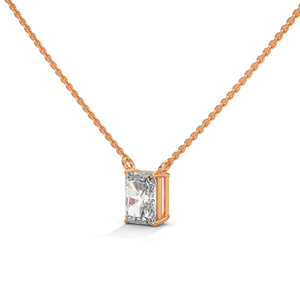 Lab Grown Diamond <b>Pendant</b> Necklace Rose <b>Gold</b> Plated <b>Solid</b> <b>Gold</b> Emery Cut Diamond Jewelry for Women Gift Party - Product Image 2