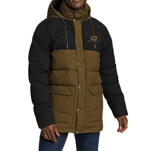 Parka d'hiver longue pour homme avec capuche, respirante et coupe-vent, rembourrée en coton, logo personnalisable sur le devant, poches - Product Image 2
