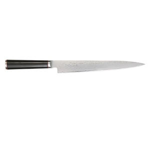 <b>Kitchen</b> Knives Set in Light Brown Wood Block with <b>Black</b> <b>Handles</b> Silver Patterned Blades Scissors and Honing Rod for Food Prep - Product Image 3