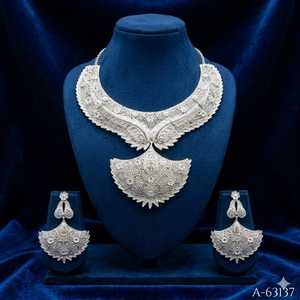 Ethnic 24K Gold Plated Oval Cut Zircon Traditional Necklace Earrings Set Women's Wedding Jewelry A-63108 - Product Image 4