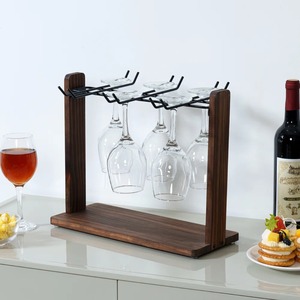 Support de rangement suspendu décoratif à 6 verres pour cuisine, bar et table à manger, matériaux mixtes contemporains - Product Image 4