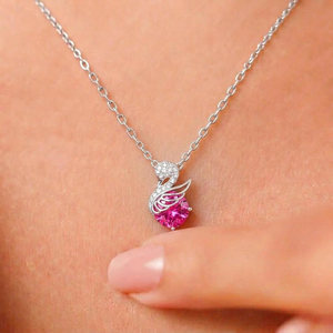 Collier en argent sterling 925 plaqué rhodium avec pierre rose Swan Grace pour femmes et filles, cadeau de Noël et de la Saint-Valentin - Product Image 2