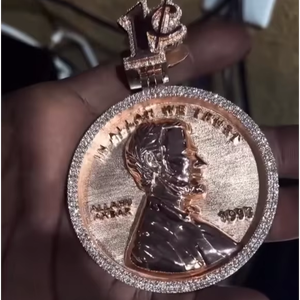 Bijoux de luxe en argent sterling 925, pendentif personnalisé Hip Hop Abraham Lincoln, serti de diamants Moissanite VVS - Product Image 1