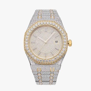 High Quality D-VVS Moissanite <b>Diamond</b> <b>Watch</b> Comes With Stainless Steel Metal Case 44mm Yellow Gold Glass Dial <b>Watch</b> For Men - Product Image 1