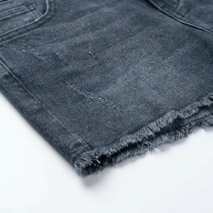 Shorts en jean élégants pour femmes, bleu délavé vintage, effet usé, ourlet effiloché, confortables, légers, vêtements décontractés d'été - Product Image 4