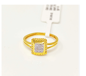 22K Solid Gold Square Cluster <b>Ring</b> for Women Real Gold Cubic Zirconia <b>Statement</b> <b>Ring</b> Luxury Indian Wedding Bridal Jewelry - Product Image 1