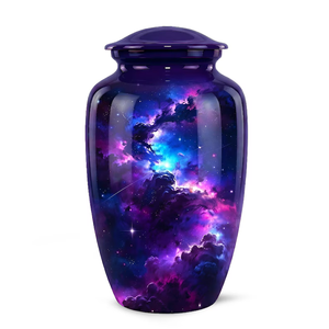 Galaxy Themed Cremation Urn Metal <b>Ashes</b> Vessel Decorative Memorial Urn for Adult Custom Color 200 220 Cubic Inch - Product Image 2