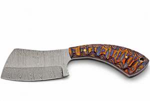 Mini cuchillo de cocina hecho a mano de acero de Damasco de grado industrial, mango de resina epoxi multicolor OEM, picador de carne - Product Image 5