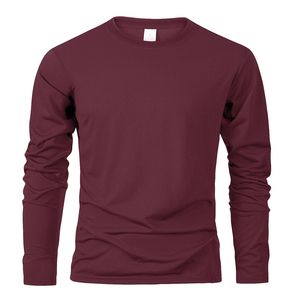 T-shirts à manches longues pour hommes OEM, coupe classique, 100 % coton biologique, écologiques, anti-plis, respirants, pour la gym - Product Image 3