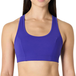 Bold Royal Purple Racerback Sports Bra For Women High Impact <b>Padded</b> Gym Fitness Bra Top Breathable <b>Running</b> Yoga Activewear - Product Image 1