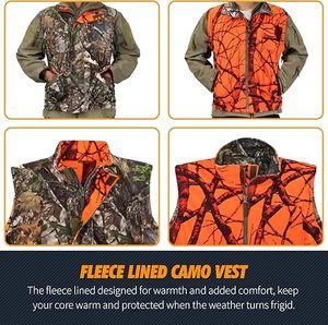 <b>Camo</b> and Orange Hunting Reversible Vest, Game Vest <b>Jacket</b> for Hunting Camping - Product Image 5