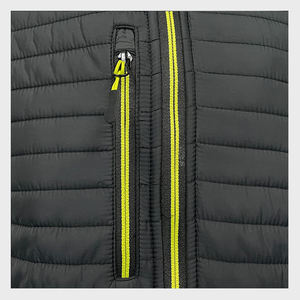 Veste matelassée à capuche, manches longues, fermeture éclair, noire avec bordure vert lime, légère, pour l'automne - Product Image 5