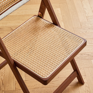 Chaise de salle à manger pliable en bambou avec assise et dossier en rotin, chaise d'appoint en bois pour la maison, le restaurant et la salle à manger - Product Image 5
