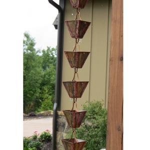 Chaîne de pluie en métal noir, alternative moderne au gouttière de toit, chaîne de pluie en forme de pyramide, décoration de jardin extérieur, attrape-eau zen - Product Image 3