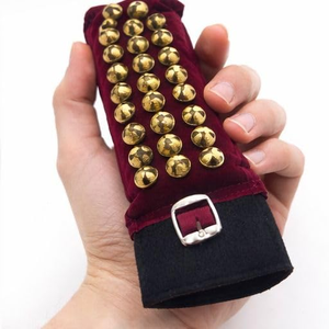 Tobilleras Ghungroo de Latón Hechas a Mano de 3 Líneas en Color Granate Premium con Diseño Ghungroo de Latón para Danza Clásica - Product Image 2