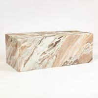 Table basse rectangulaire moderne en marbre indien naturel, mobilier de luxe fait main en pierre pour salon, rotative et mobile pour la maison