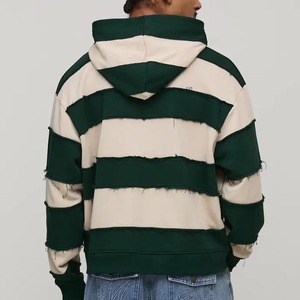 Sweat à capuche zippé personnalisé avec broderie, style français, en tissu épais, effet vieilli, délavé à l'acide, impression en relief, double fermeture éclair, effet soleil émaillé - Product Image 3