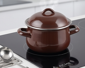 Casserole ronde en fonte émaillée Acme Metal Premium avec couvercle, design classique durable, pour cuisinières à gaz et à induction - Product Image 3