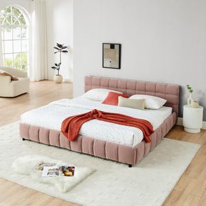 <b>King</b> <b>Size</b> Chenille Fabric Upholstered <b>Bed</b> <b>with</b> Solid Headboard and <b>Drawer</b> Comfortable <b>Bed</b> <b>Frame</b> - Product Image 2