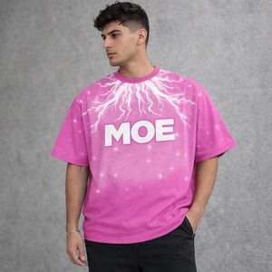 Camisetas de hombre a la moda al por mayor, color rosa con pedrería, transpirables, brillantes, extragrandes, con logotipo personalizado, fabricante OEM, EE. UU. - Product Image 1