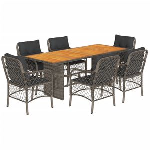 Conjunto de Comedor de Jardín de Ratán PE Gris con Fundas Extraíbles Estándar - Product Image 2