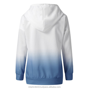 Sweat-shirt à capuche dégradé pour femme avec imprimé cœur, manches longues, en coton tricoté, pour l'automne, longueur standard, avec poche avant - Product Image 2