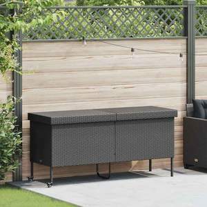 Grande boîte de rangement de jardin en rotin PE noir et acier thermolaqué – Produit de rangement et abri pour jardin - Product Image 1