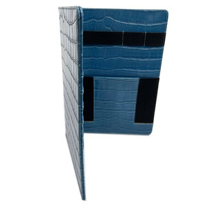 Blue Crocodile Embossed Leather Portfolio Organizer <b>Card</b> Holder Document <b>Folder</b> - Product Image 1