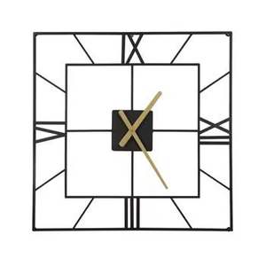 Luxury Modern Square <b>Wall</b> <b>Clock</b> Black Metal Frame Roman Numeral Skeleton Design Silent Timepiece for Office Home <b>Decor</b> - Product Image 1
