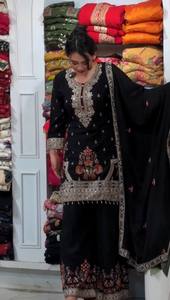 ชุดสูทปักลาย Georgette Palazzo ชุดสูททำงานลำดับลายปักสำหรับสตรีชุดทำงานแบบดอริ - Product Image 6