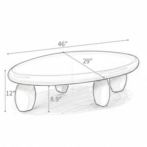 Table basse moderne en pierre de galets 46 po x 29 po x 12 po gris brillant - Product Image 5